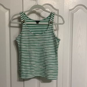 Green and white ann Taylor top size small